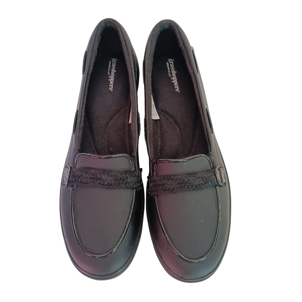 Grasshoppers KEDS Loafers Womens 11N Black MemoryDeluxe Braided Strap EH62210